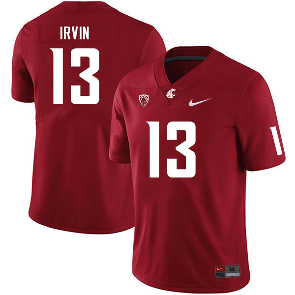 Washington State Cougars #13 Chris Irvin College Football Jerseys Sale-Crimson